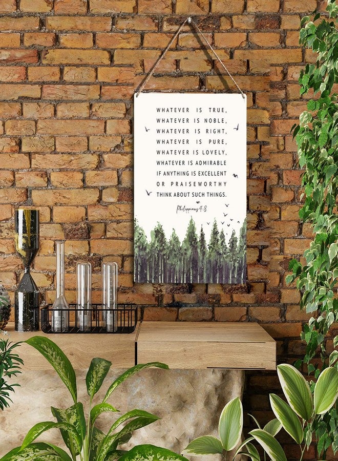 YCYD Christian Inspirational Wall Art Whatever Is True Noble Right Philippians 4:8 Wooden Hanging Sign Christian Bible Verse Wall Art for Bedroom Rustic Home Office Decoration 8 x 10 Inches - Image 2